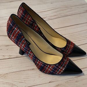 Nine West Tweed Pointed-Toe Heels in Red and Black